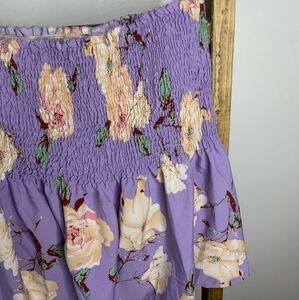 SHEIN Purple Floral Print Strapless Tank Top